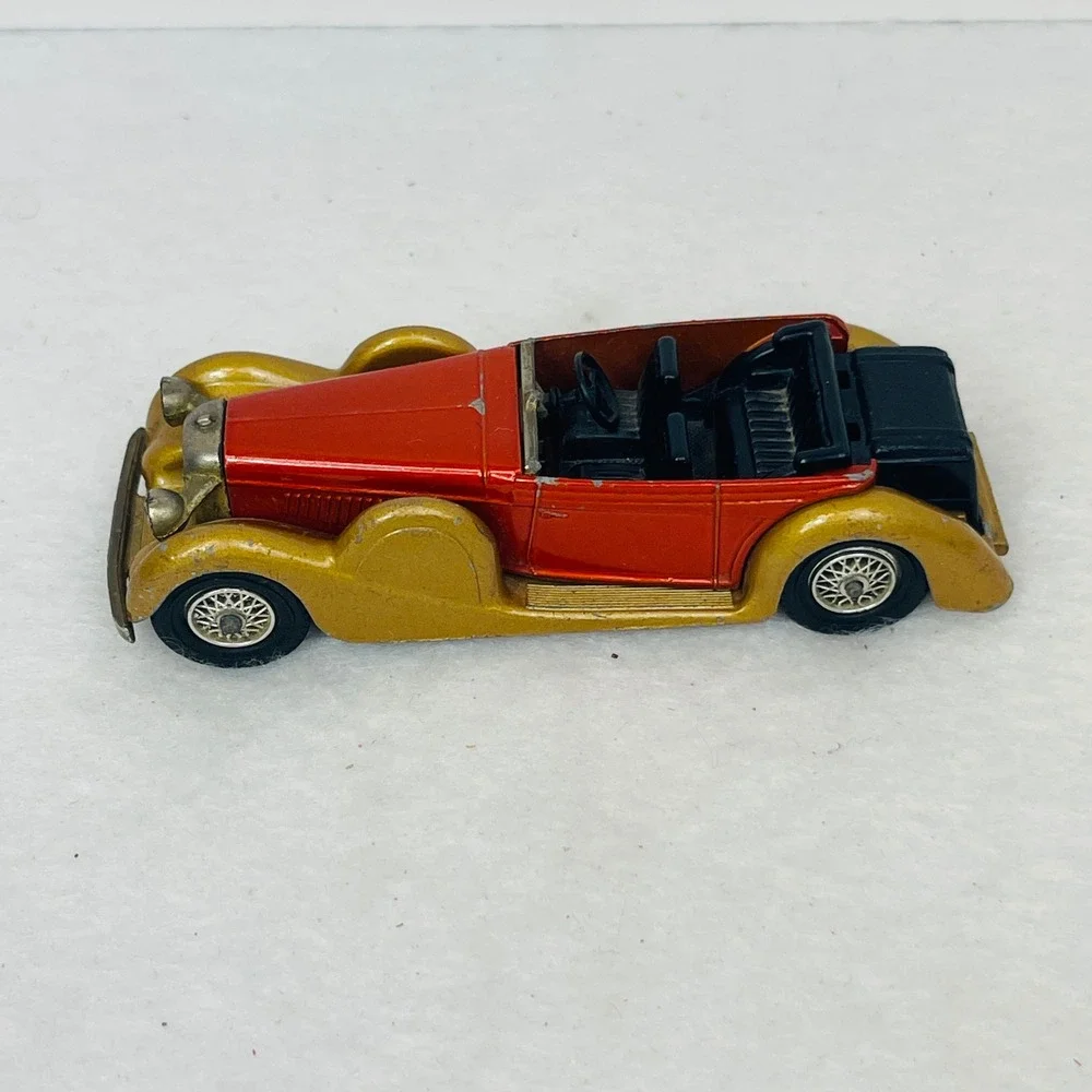 Vintage Diecast Model Car 1930s Style Convertible Red and Gold 3.25 Inch